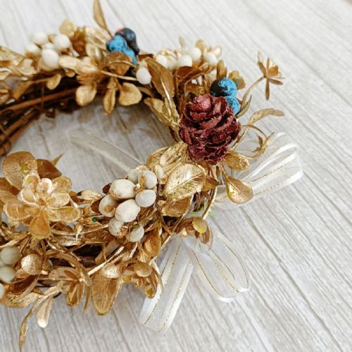 花藝創作｜花件擺飾｜季節花圈｜金色